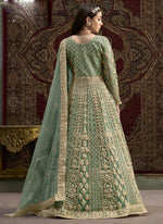 Thumbnail for Vegaa Fashion Sea Green Net Embroidered Anarkali Suit