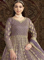 Thumbnail for Vegaa Fashion Lavender Net Embroidered Anarkali Suit