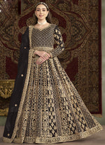 Thumbnail for Vegaa Fashion Dark Brown Net Embroidered Anarkali Suit