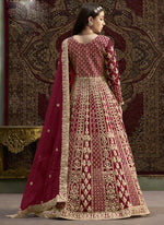 Thumbnail for Vegaa Fashion Maroon Net Embroidered Anarkali Suit