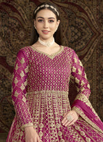 Thumbnail for Vegaa Fashion Pink Net Embroidered Anarkali Suit
