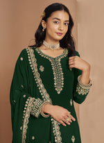 Thumbnail for Vegaa Fashion Green Faux Georgette Embroidered Palazzo Suit