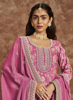 Thumbnail for Vegaa Fashion Pink Dola Silk Jacquard Designer Salwar Suit