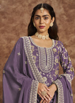 Thumbnail for Vegaa Fashion Lavender Dola Silk Jacquard Designer Salwar Suit