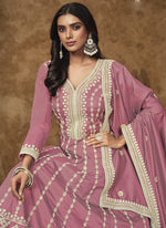 Thumbnail for Vegaa Fashion Pink Dola Silk Embroidered Anarkali Suit