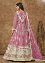 Thumbnail for Vegaa Fashion Pink Dola Silk Embroidered Anarkali Suit