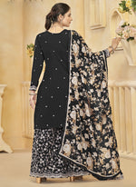 Thumbnail for Vegaa Fashion Black Roman Silk Embroidered Palazzo Suit