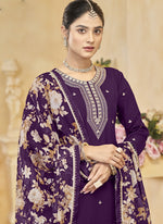 Thumbnail for Vegaa Fashion Violet Roman Silk Embroidered Palazzo Suit