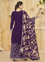 Thumbnail for Vegaa Fashion Violet Roman Silk Embroidered Palazzo Suit