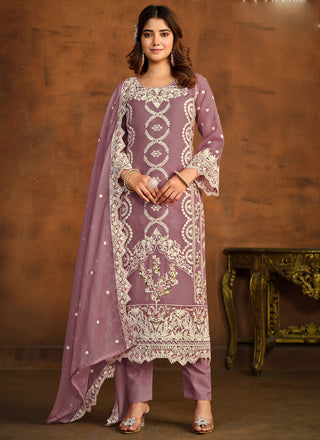 Vegaa Fashion Designer Onion Pink Soft Organza Embroidery Salwar Suit