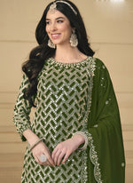 Thumbnail for Vegaa Fashion Designer Mehendi Faux Georgette Embroidery Sharara Suit
