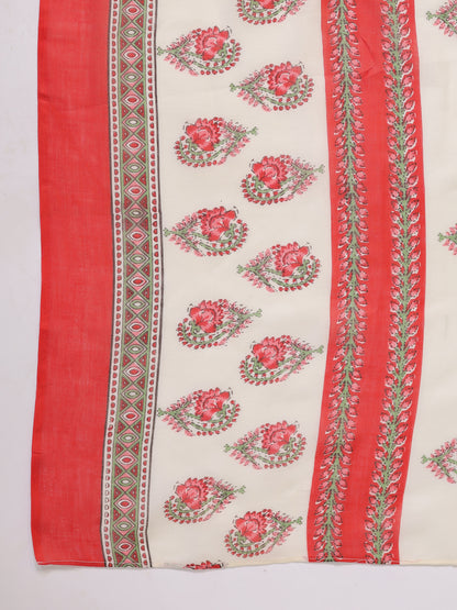 Janasya Regular Poly Cotton Cream Ethnic Motifs Notch Neck Set - Distacart