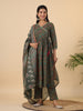 Janasya Angrakha Poly Cotton Green Gemometric V-Neck Kurta Set - Distacart