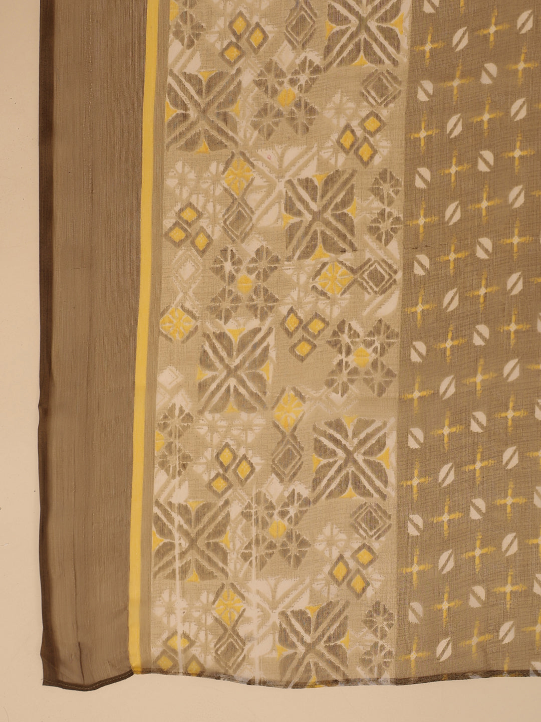 Janasya Regular Biscuit Slub Beige Gemometric Square Neck Kurta,Bottom & Dupatta - Distacart
