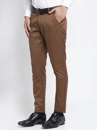 Thumbnail for Jainish Men's Brown Tapered Fit Formal Trousers - Distacart
