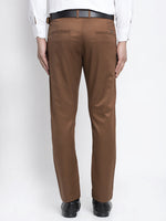 Thumbnail for Jainish Men's Brown Tapered Fit Formal Trousers - Distacart