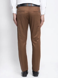 Thumbnail for Jainish Men's Brown Tapered Fit Formal Trousers - Distacart