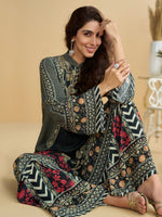 Thumbnail for Aarshi Fashions Black Heavy Crepe Digital Print Palazzo Suits - Distacart
