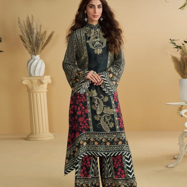 Aarshi Fashions Black Heavy Crepe Digital Print Palazzo Suits - Distacart