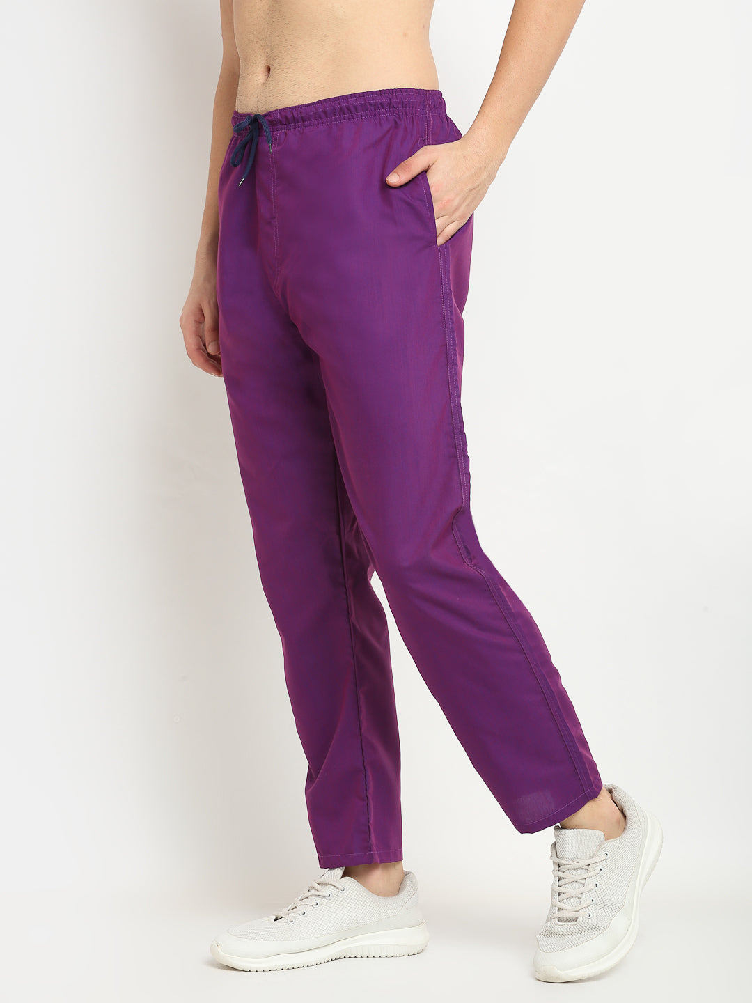 Jainish Men's Solid Cotton Track Pants - Purple - Distacart