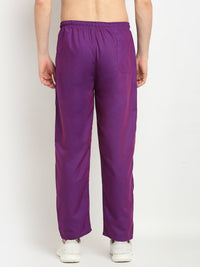 Thumbnail for Jainish Men's Solid Cotton Track Pants - Purple - Distacart