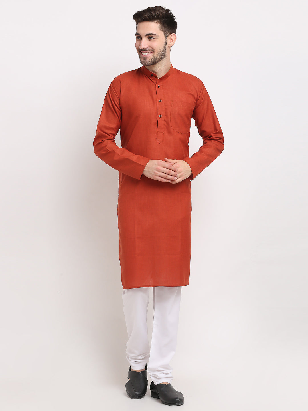 Jompers Men's Cotton Solid Kurta Pyjama - Brown - Distacart