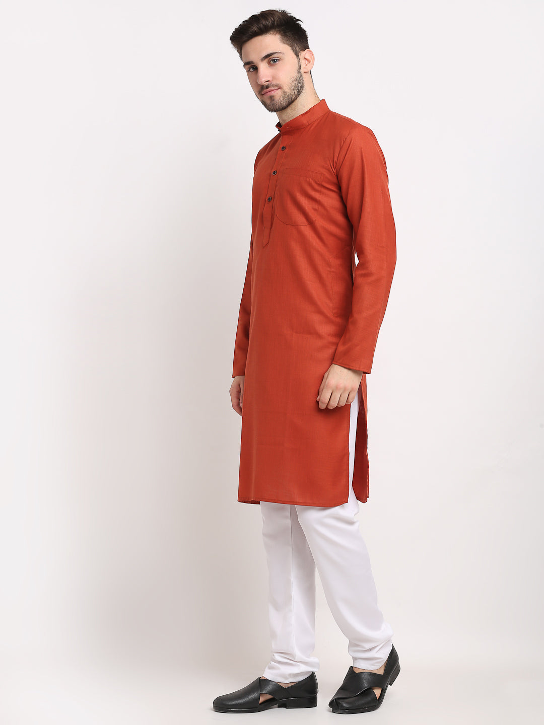 Jompers Men's Cotton Solid Kurta Pyjama - Brown - Distacart