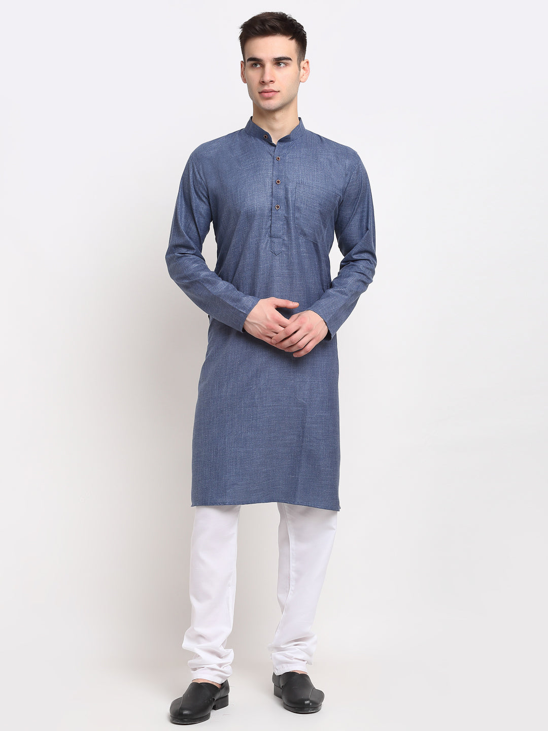 Jompers Men's Cotton Solid Kurta Pyjama - Dark-Grey - Distacart