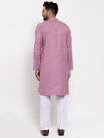 Thumbnail for Jompers Men's Magenta Pink & White Solid Kurta with Churidar - Distacart