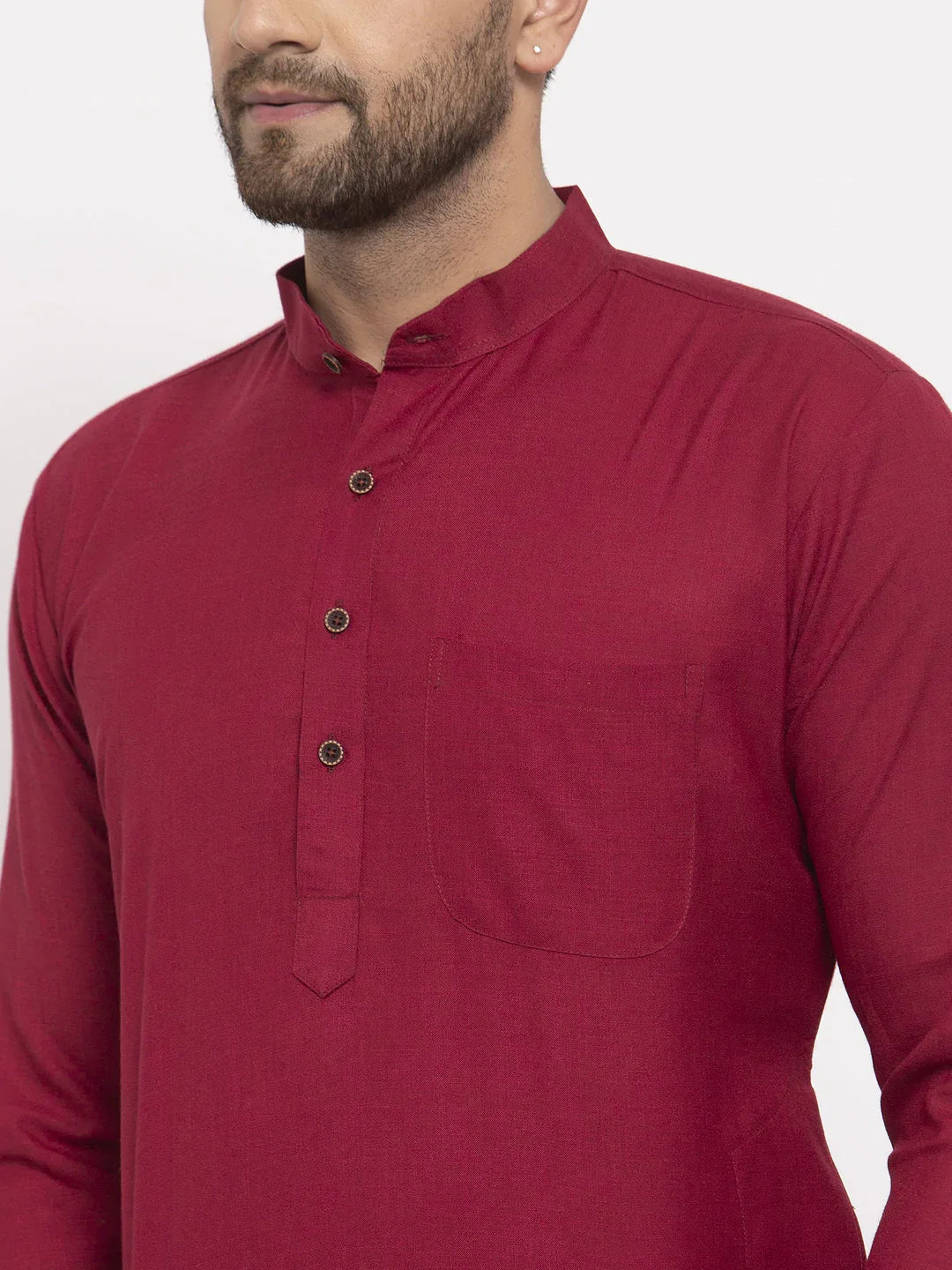 Jompers Men's Maroon & White Solid Kurta with Churidar - Distacart