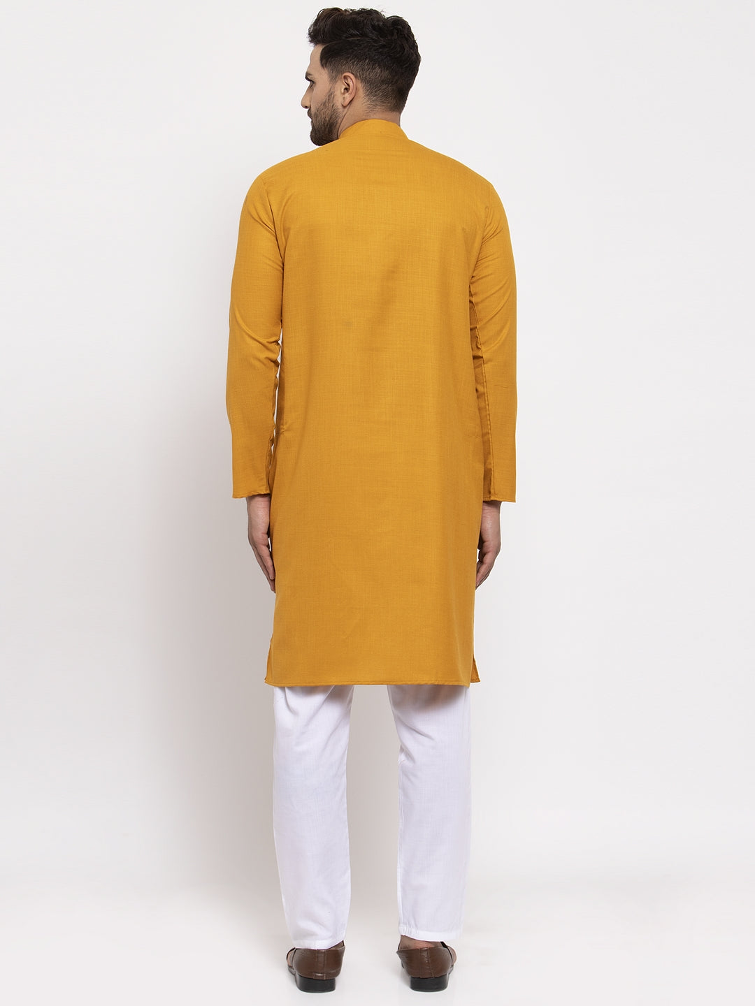 Jompers Men's Cotton Solid Kurta Pyjama - Mustard - Distacart