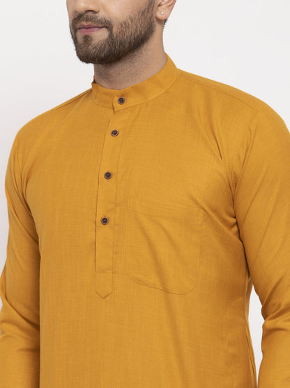 Jompers Men's Cotton Solid Kurta Pyjama - Mustard - Distacart
