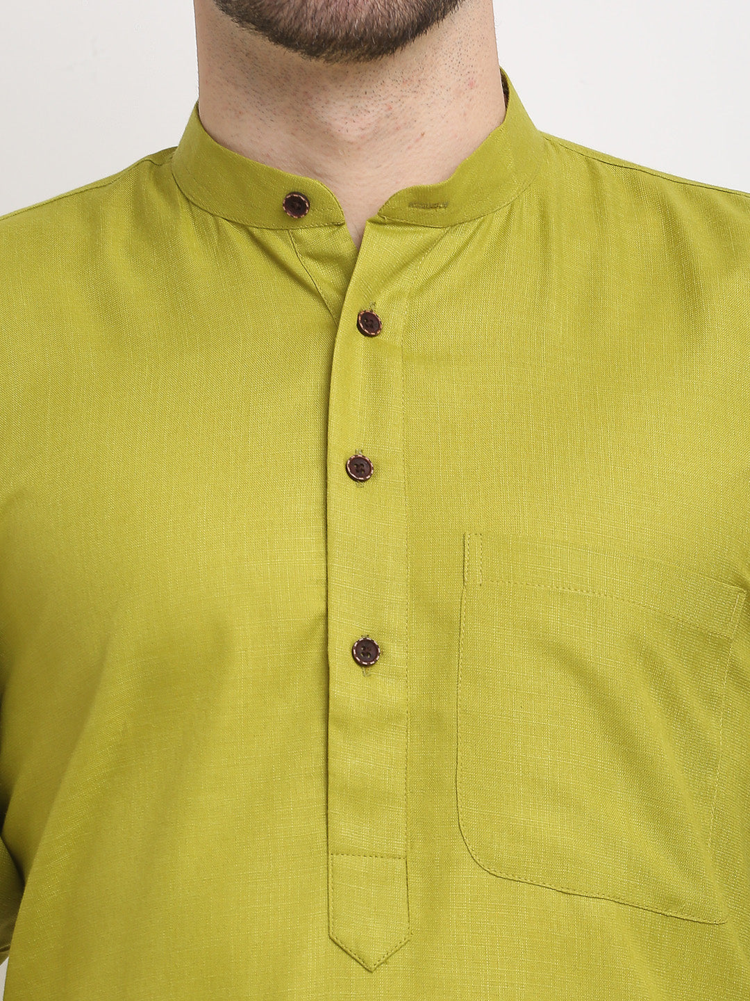 Jompers Men's Cotton Solid Kurta Pyjama - Olive - Distacart