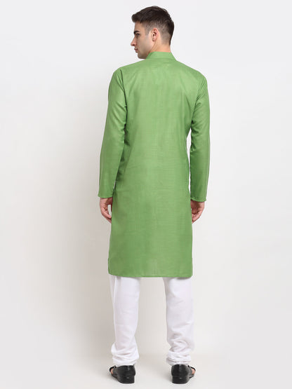 Jompers Men's Cotton Solid Kurta Pyjama - Parrot - Distacart