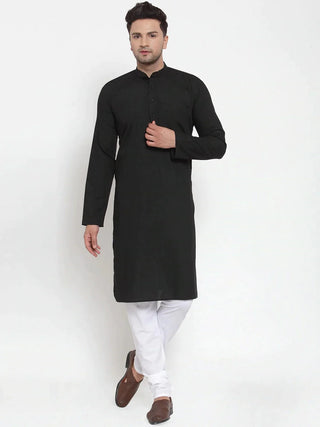 Jompers Men's Black Cotton Solid Kurta Payjama Sets - Distacart