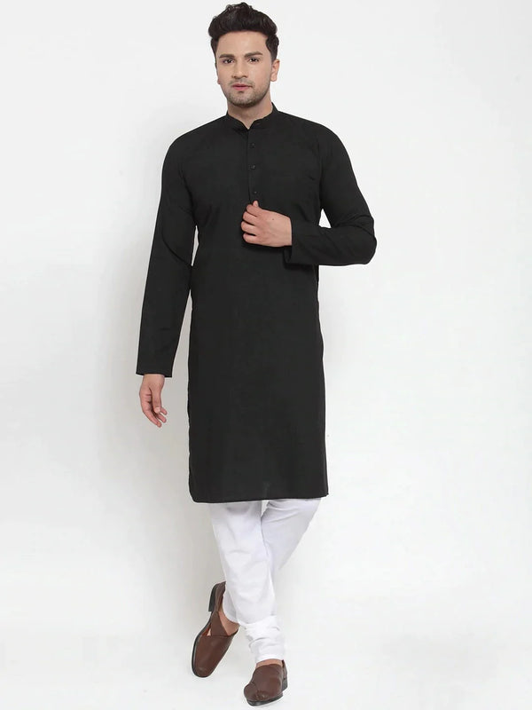 Jompers Men's Black Cotton Solid Kurta Payjama Sets - Distacart