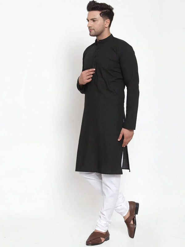 Jompers Men's Black Cotton Solid Kurta Payjama Sets - Distacart