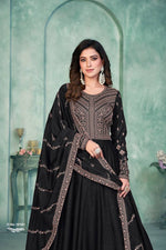 Thumbnail for Anaita Black Embroidered Art Silk Anarkali Suit - Distacart