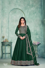 Thumbnail for Anaita Green Embroidered Art Silk Anarkali Suit - Distacart