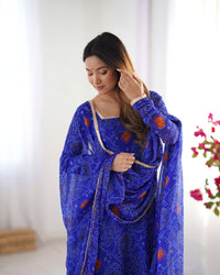 Thumbnail for Lehenga Mart Wedding Wear Anarkali Suit With Dupatta - Blue