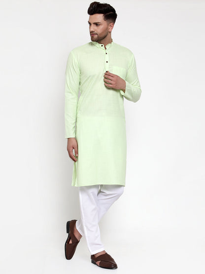 Jompers Men's Solid Cotton Kurta - Lime - Distacart