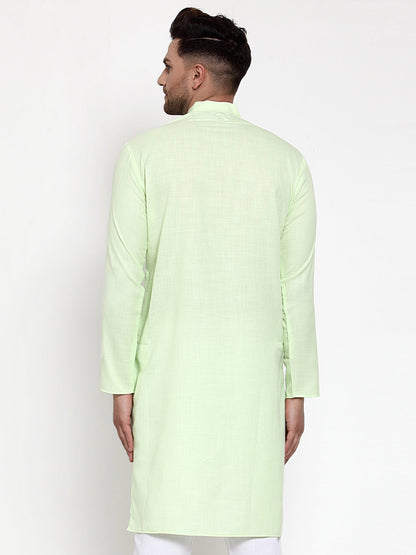 Jompers Men's Solid Cotton Kurta - Lime - Distacart