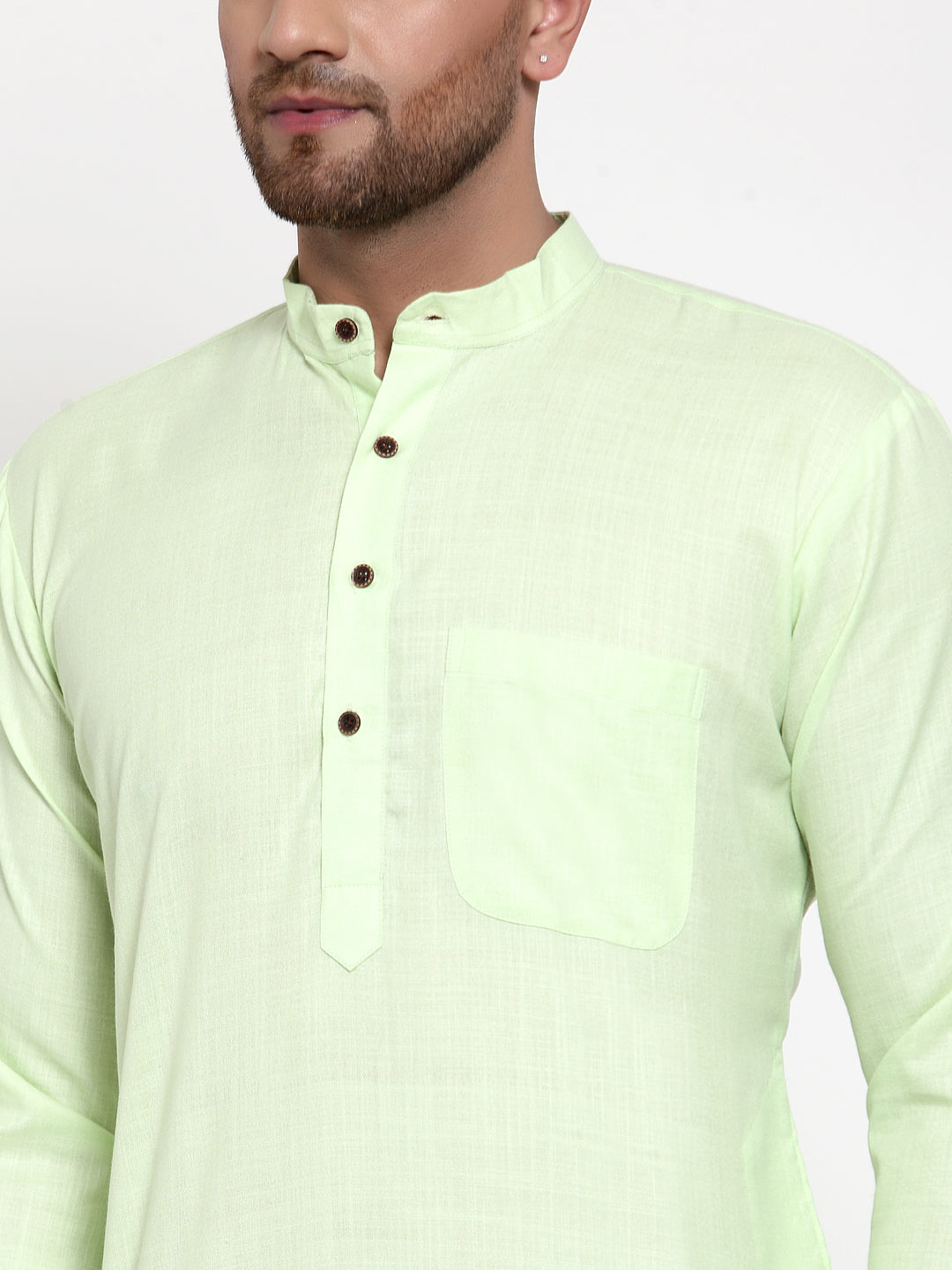 Jompers Men's Solid Cotton Kurta - Lime - Distacart