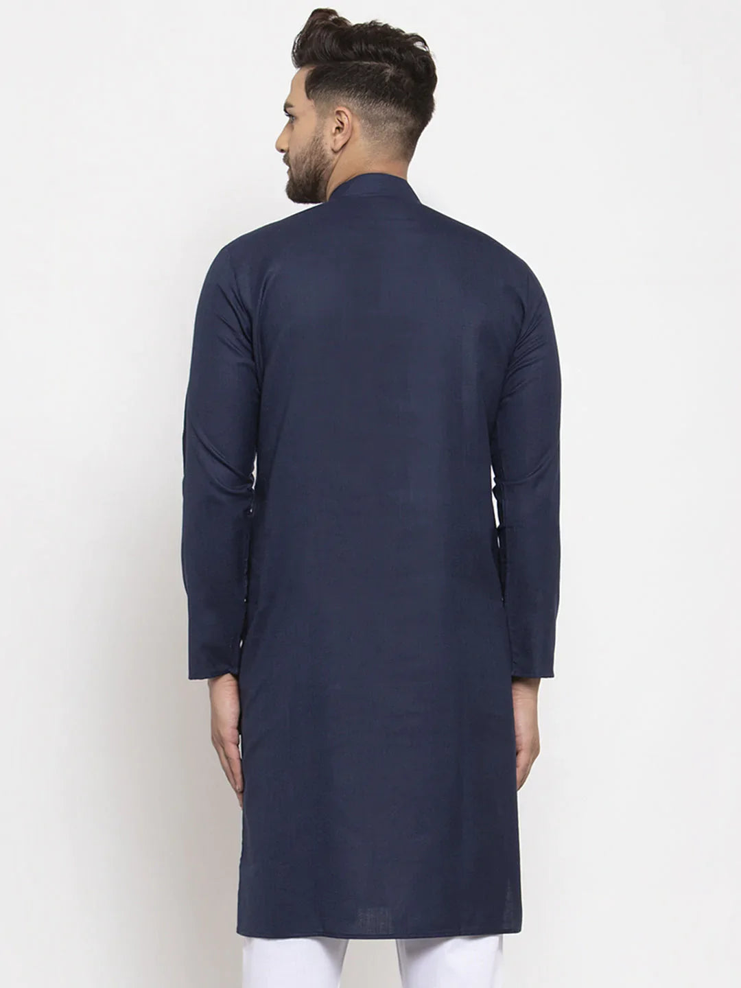 Jompers Men's Navy-Blue & White Solid Kurta Only - Distacart