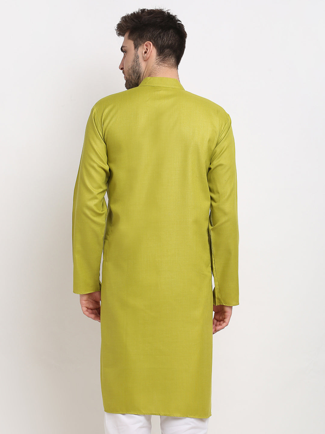 Jompers Men's Solid Cotton Kurta - Olive - Distacart