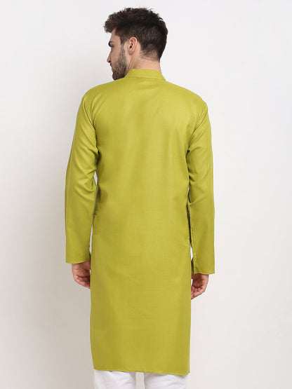 Jompers Men's Solid Cotton Kurta - Olive - Distacart