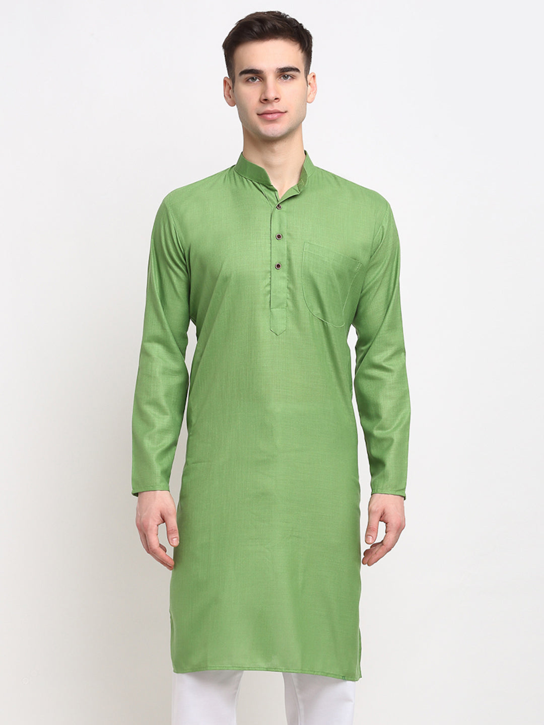 Jompers Men's Solid Cotton Kurta - Parrot - Distacart