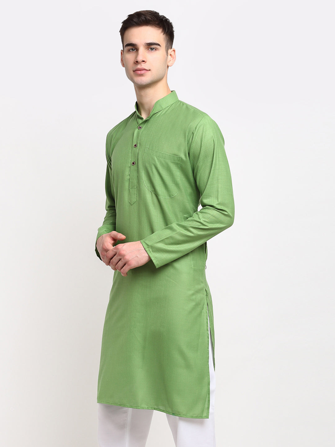 Jompers Men's Solid Cotton Kurta - Parrot - Distacart
