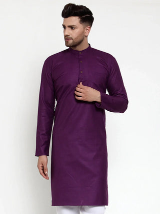 Jompers Men's Purple & White Solid Kurta Only - Distacart