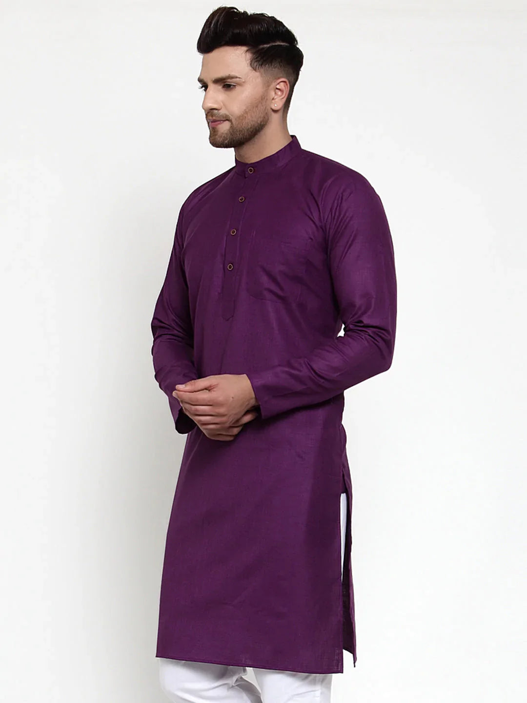 Jompers Men's Purple & White Solid Kurta Only - Distacart